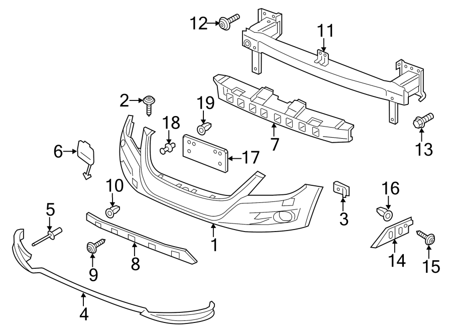 Volkswagen Tiguan Bumper Guide. 2012-17. FRONT - 5N0807183D | Walker ...