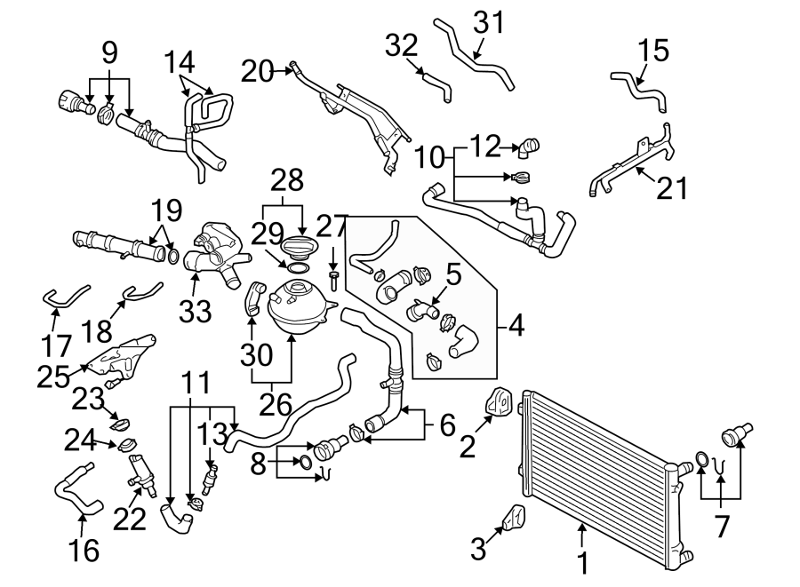 Volkswagen Golf Radiator Coolant Hose (Upper). 2.8 LITER, 2003-05. Golf